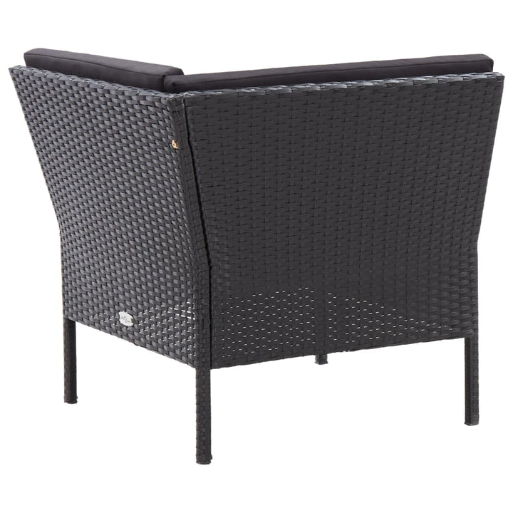 haveloungesæt 6 dele med hynder polyrattan sort