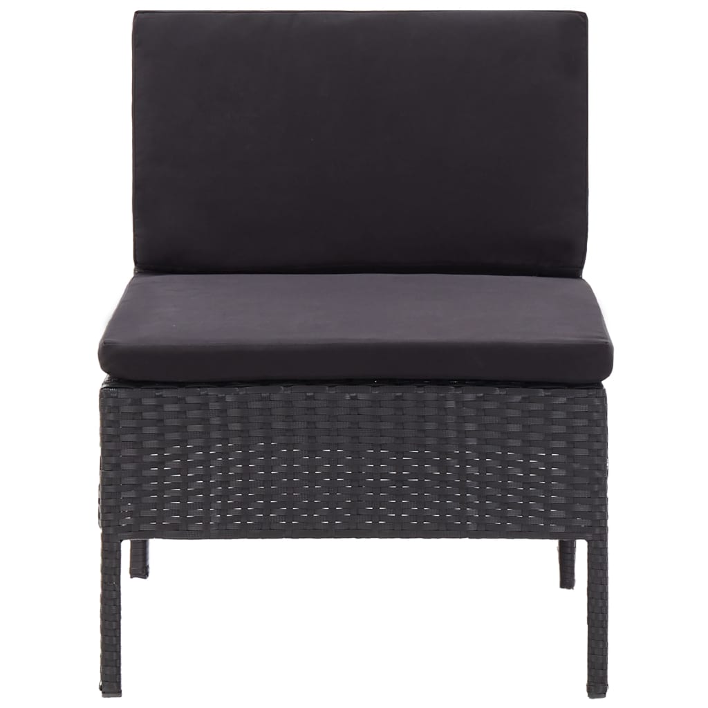 haveloungesæt 6 dele med hynder polyrattan sort