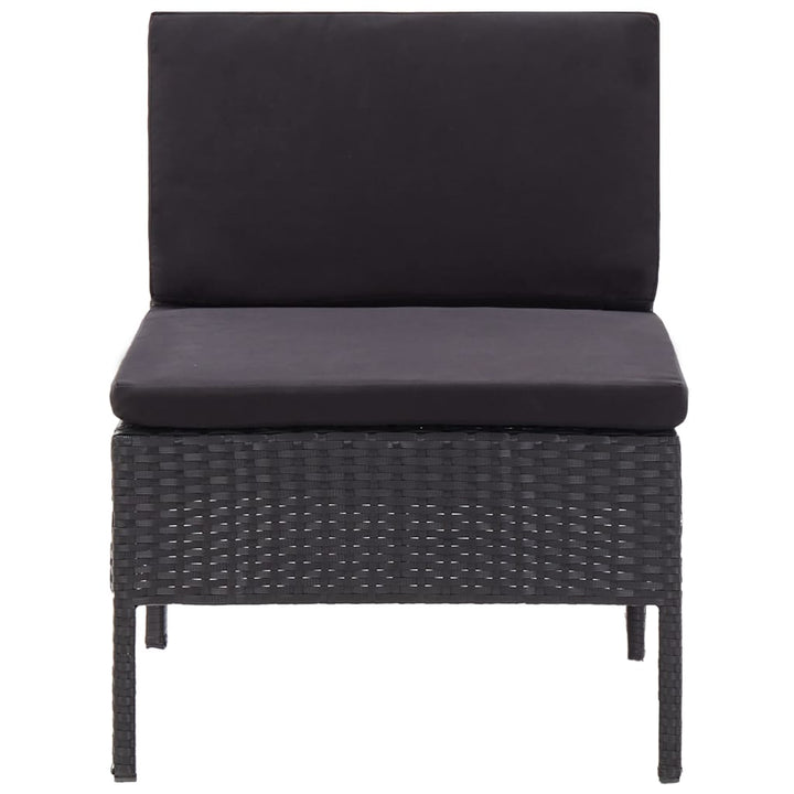 haveloungesæt 6 dele med hynder polyrattan sort