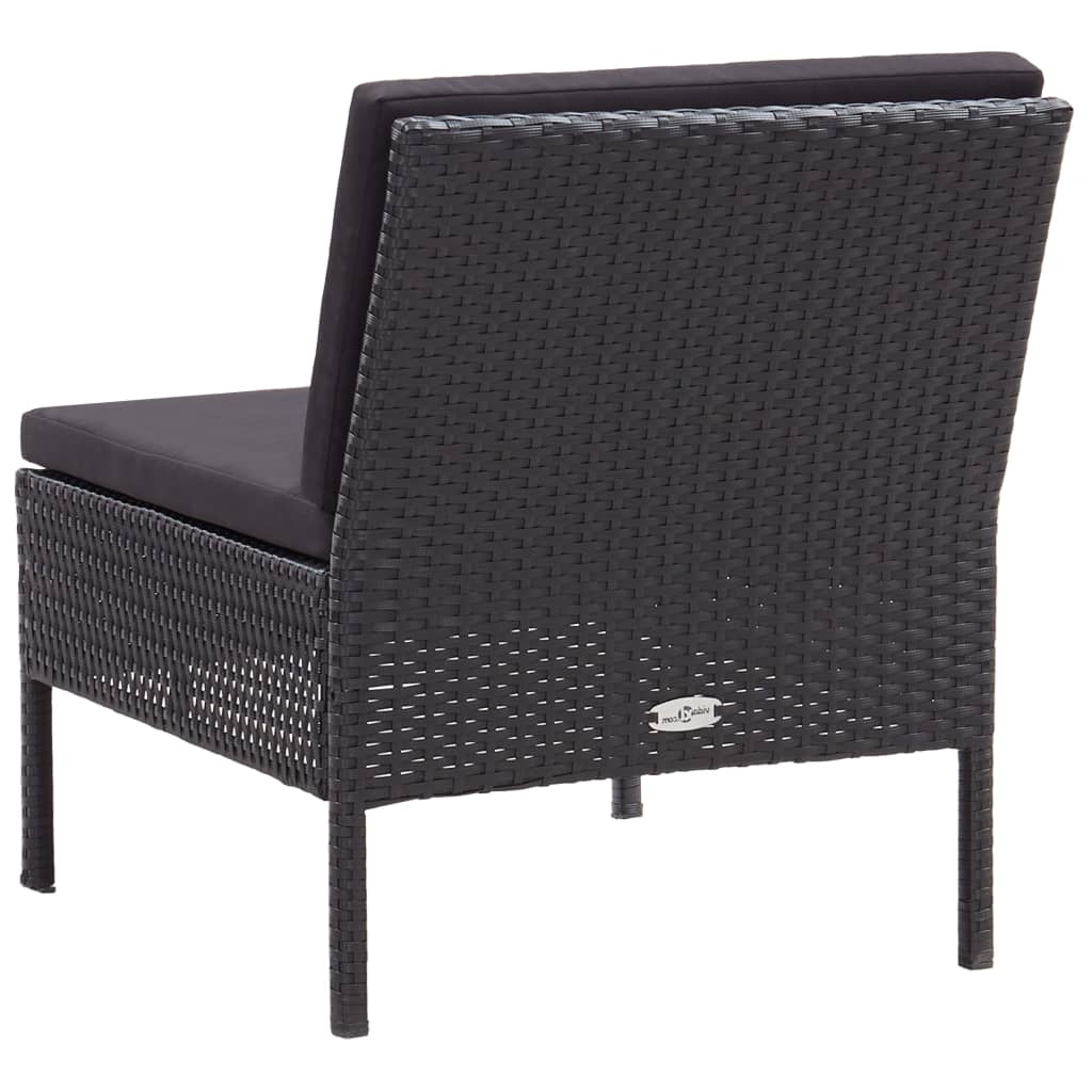 haveloungesæt 6 dele med hynder polyrattan sort