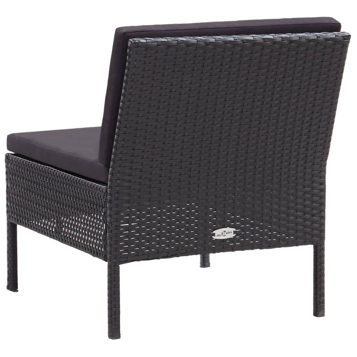 haveloungesæt 6 dele med hynder polyrattan sort