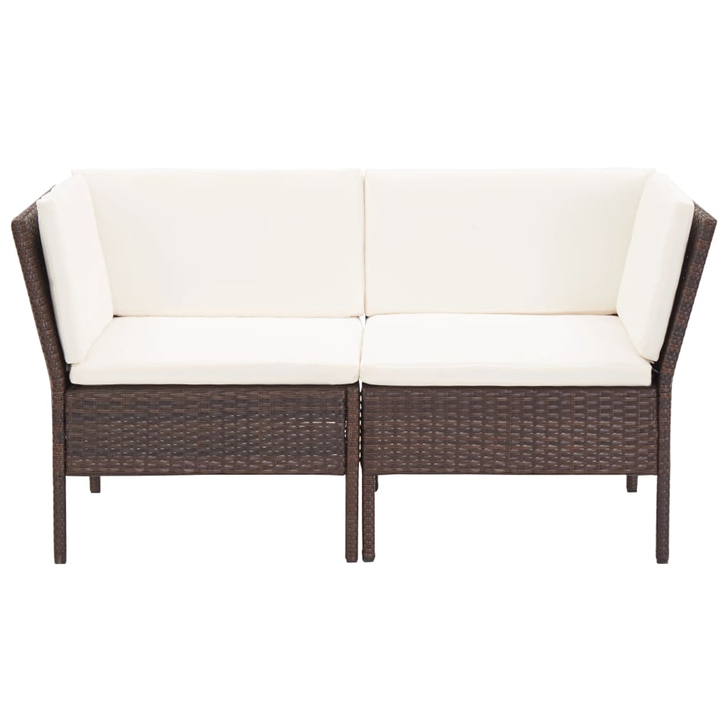 haveloungesæt 8 dele med hynder polyrattan brun