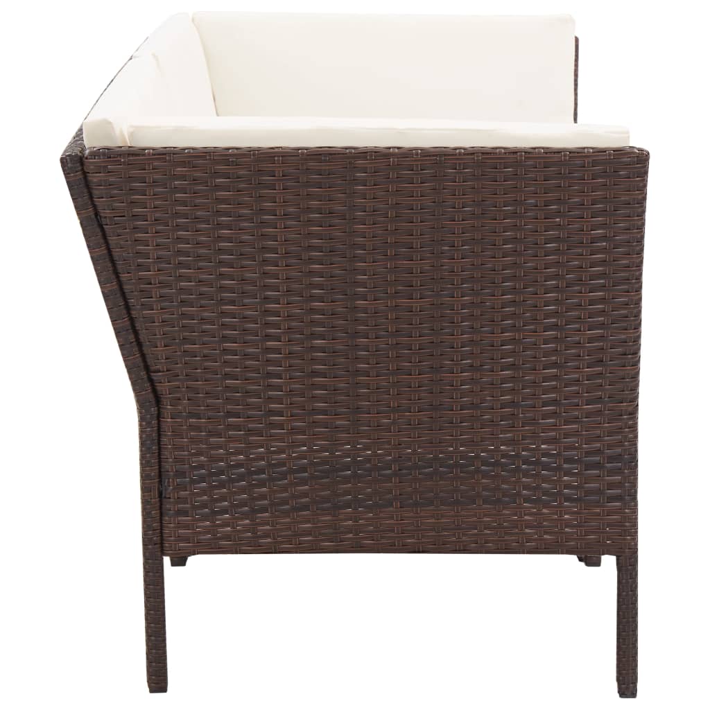 haveloungesæt 8 dele med hynder polyrattan brun