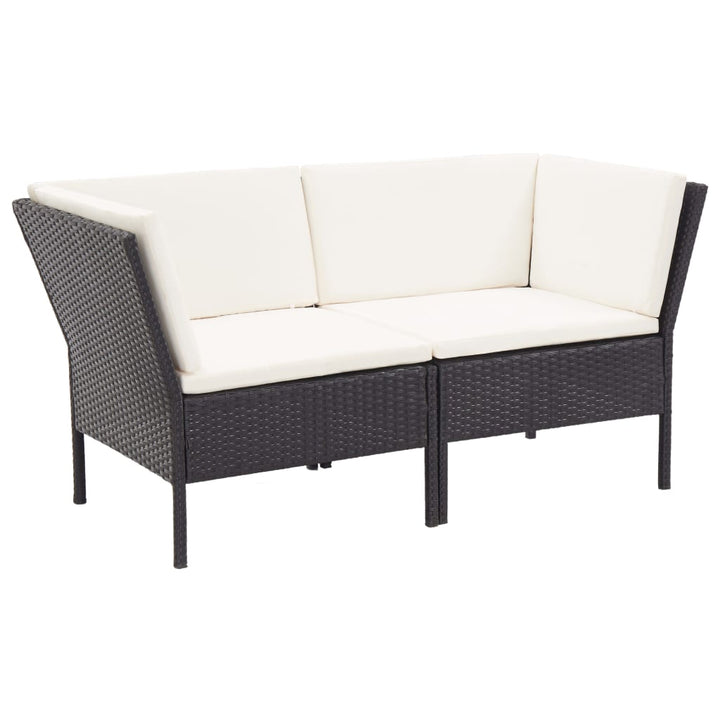 haveloungesæt 8 dele med hynder polyrattan sort