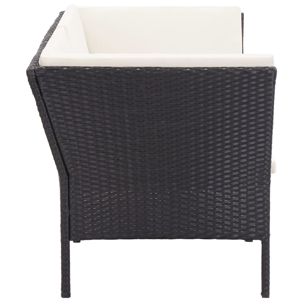 haveloungesæt 8 dele med hynder polyrattan sort