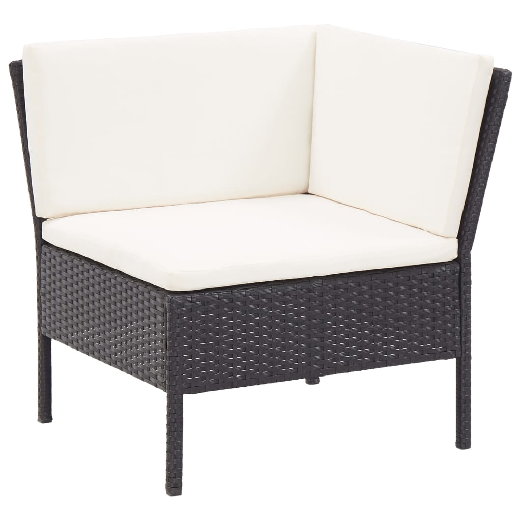 haveloungesæt 8 dele med hynder polyrattan sort