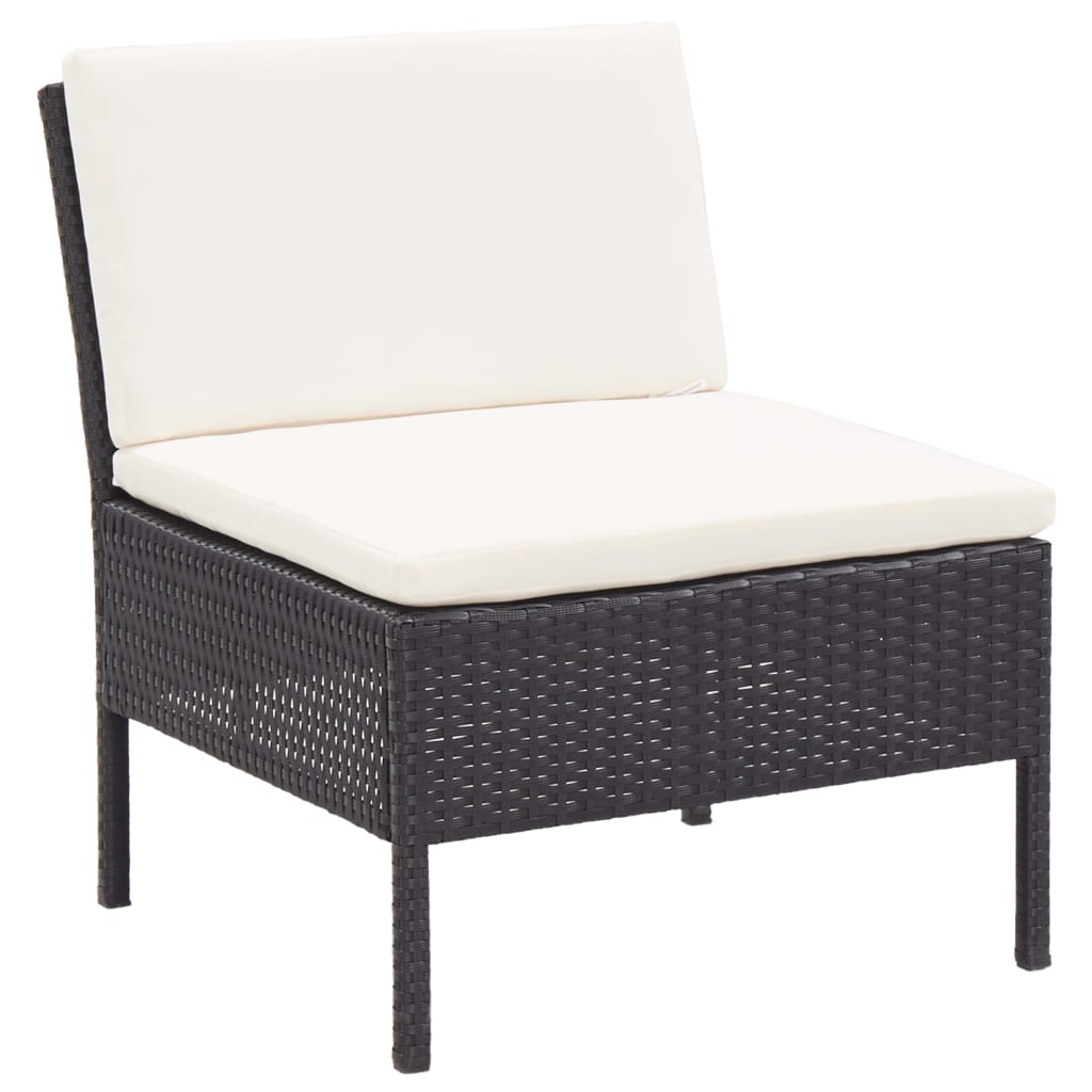haveloungesæt 8 dele med hynder polyrattan sort
