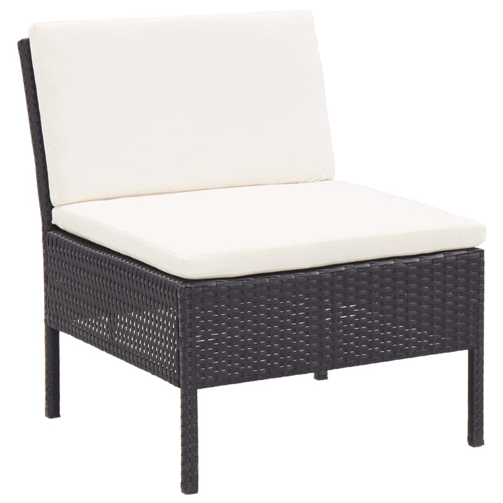 haveloungesæt 8 dele med hynder polyrattan sort
