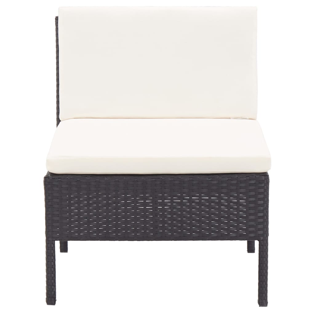 haveloungesæt 8 dele med hynder polyrattan sort