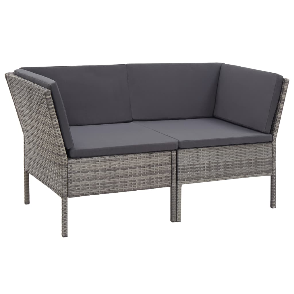 haveloungesæt 8 dele med hynder polyrattan grå