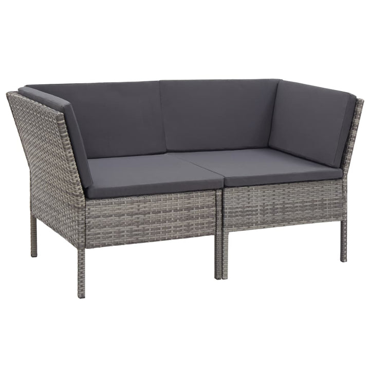 haveloungesæt 8 dele med hynder polyrattan grå
