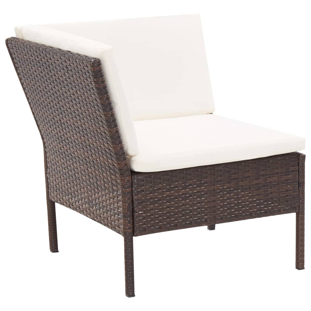 haveloungesæt 3 dele med hynder polyrattan brun
