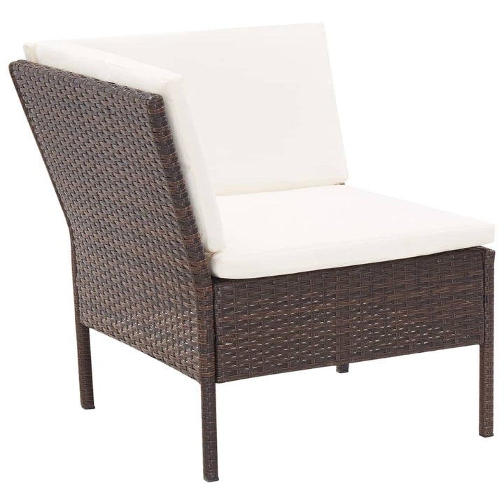 haveloungesæt 3 dele med hynder polyrattan brun