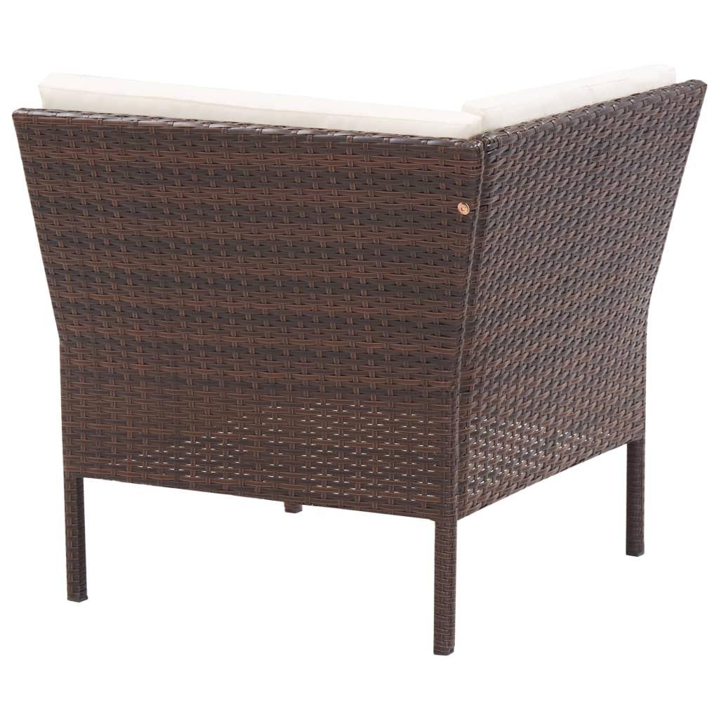 haveloungesæt 3 dele med hynder polyrattan brun
