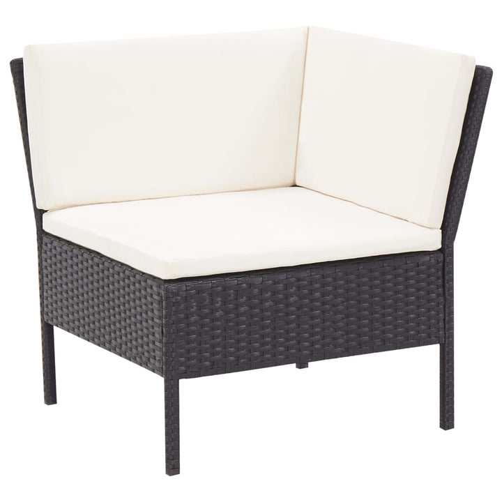 haveloungesæt 3 dele med hynder polyrattan sort
