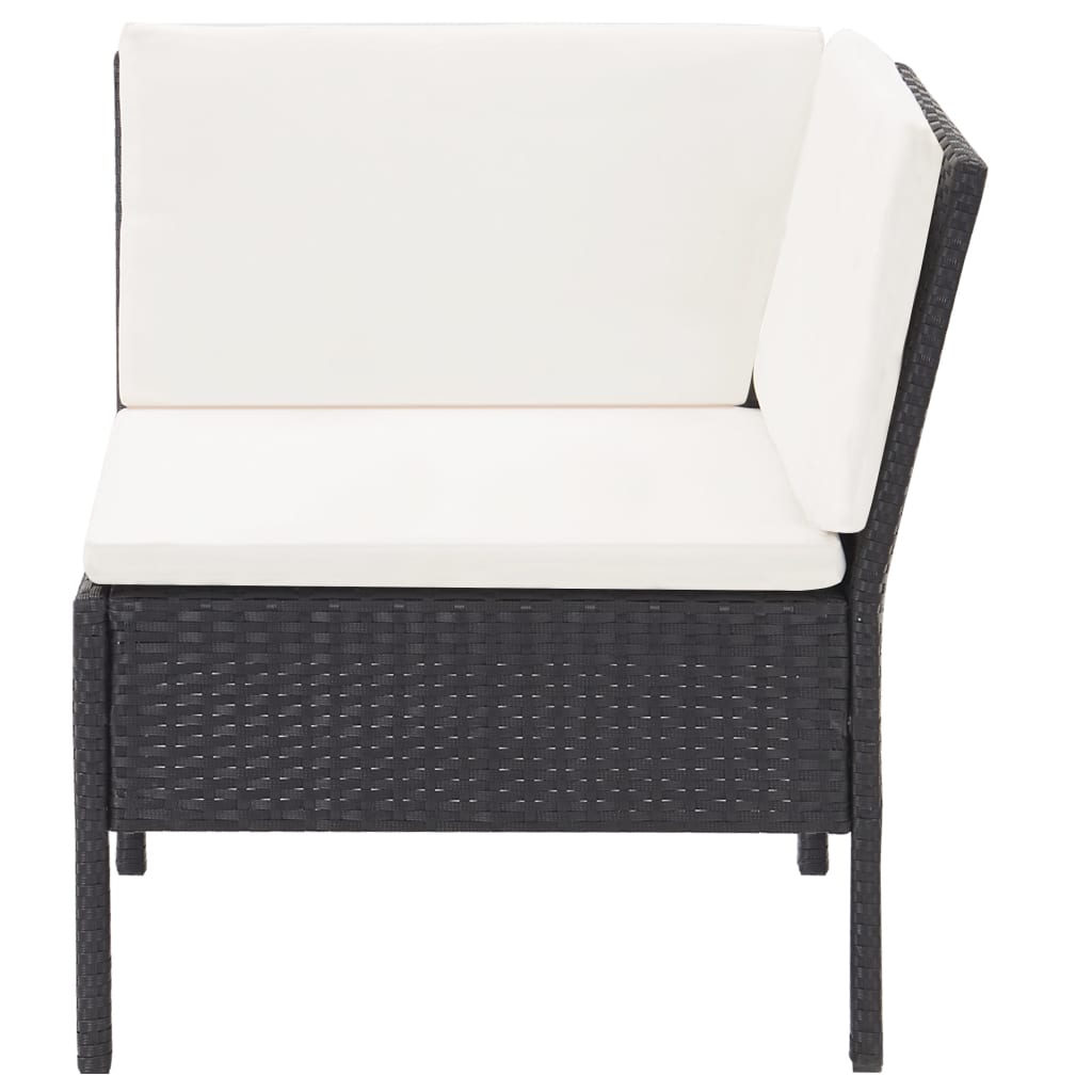 haveloungesæt 3 dele med hynder polyrattan sort