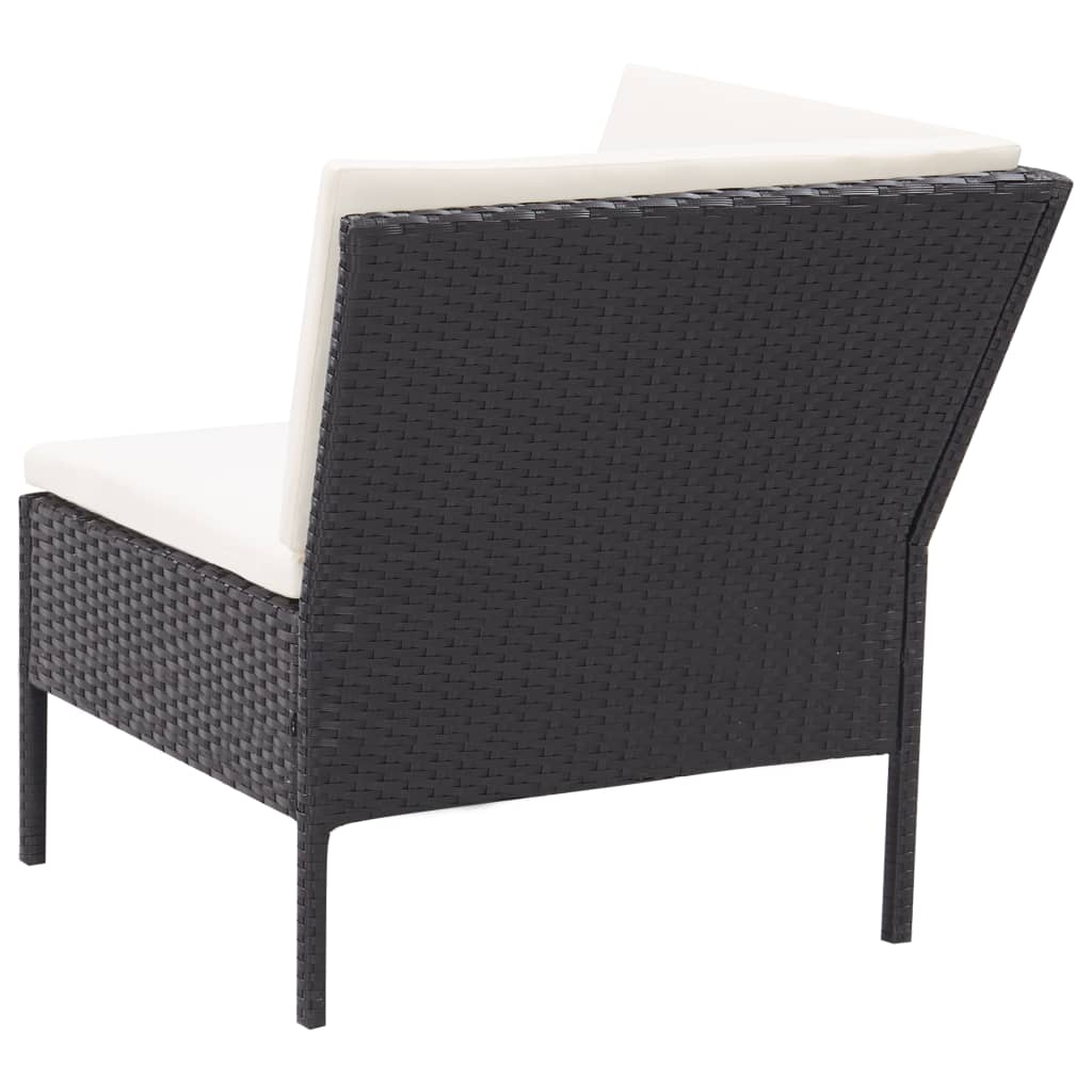 haveloungesæt 3 dele med hynder polyrattan sort