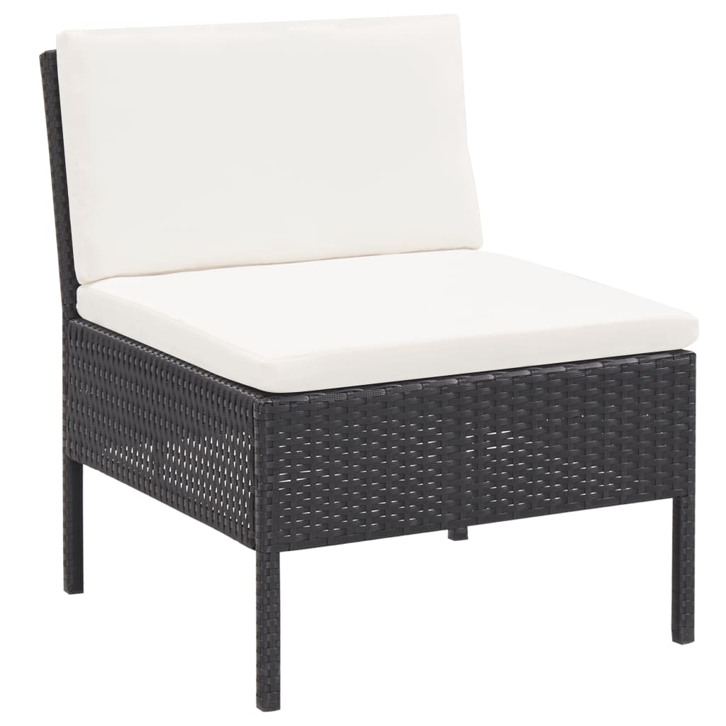 haveloungesæt 3 dele med hynder polyrattan sort