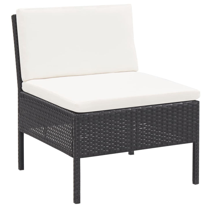 haveloungesæt 3 dele med hynder polyrattan sort