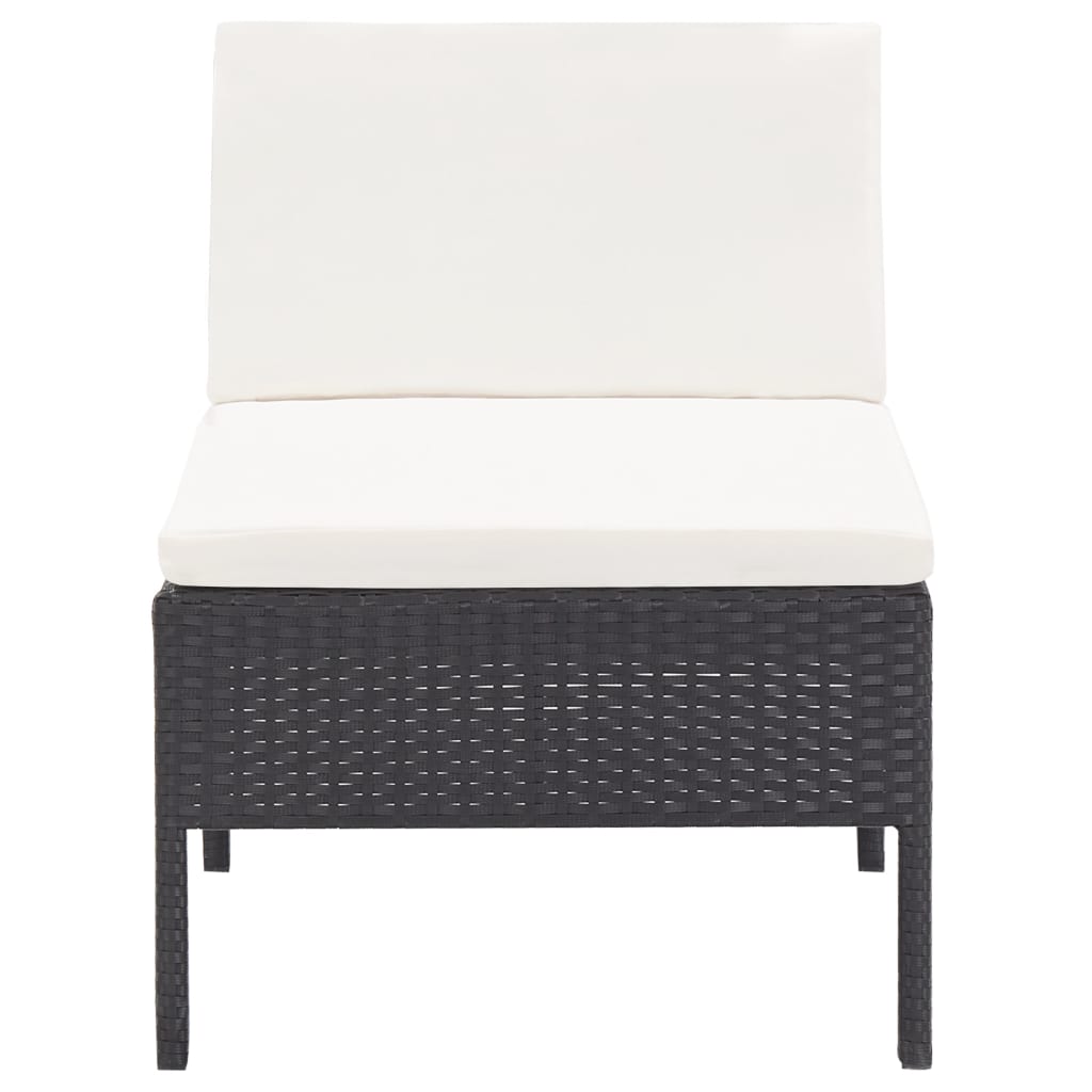haveloungesæt 3 dele med hynder polyrattan sort