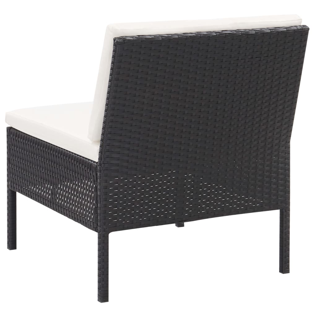 haveloungesæt 3 dele med hynder polyrattan sort