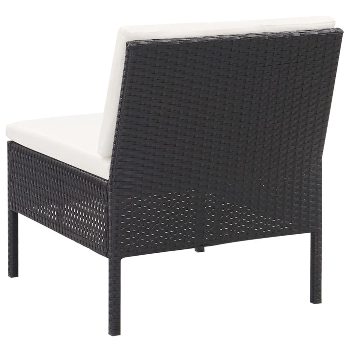 haveloungesæt 3 dele med hynder polyrattan sort