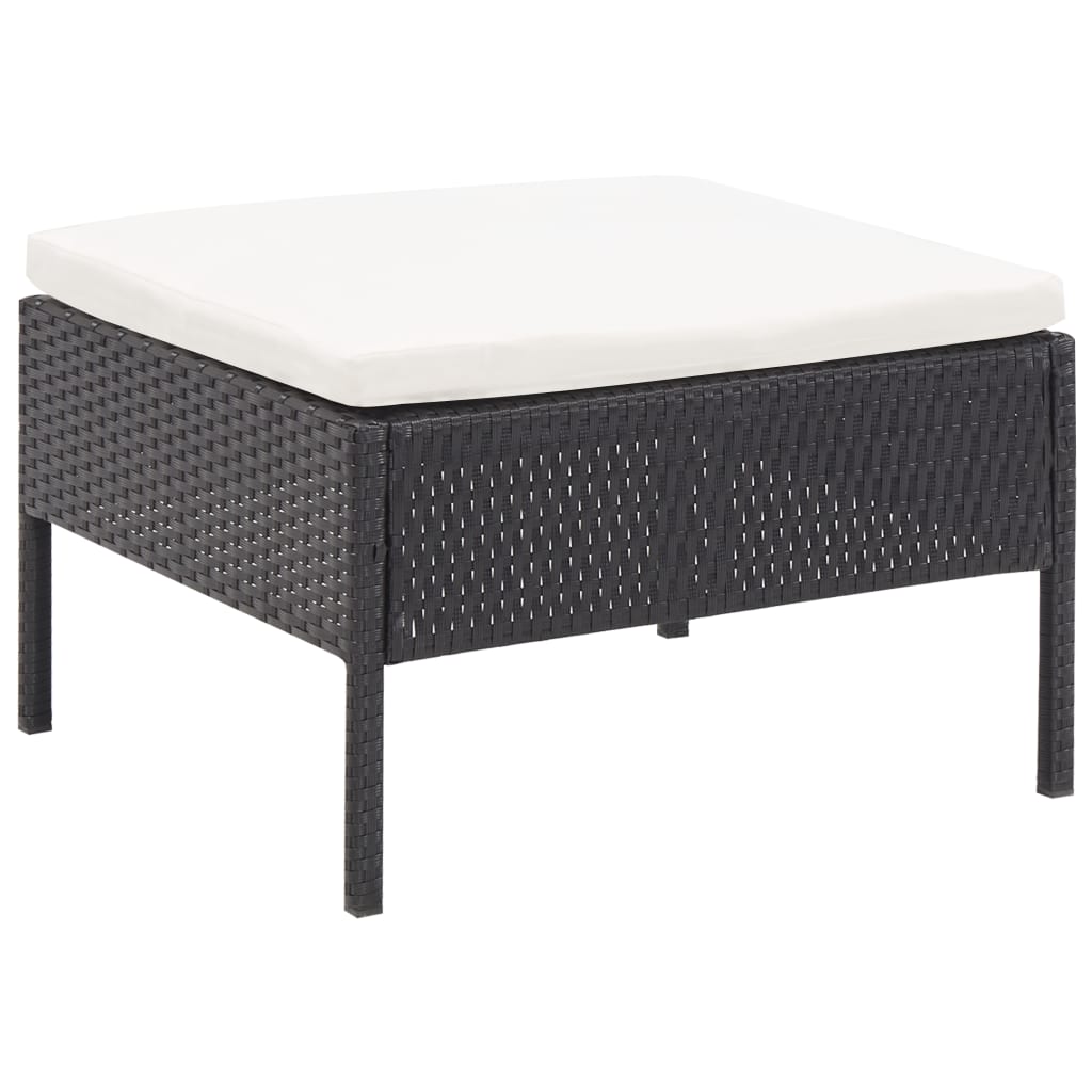 haveloungesæt 3 dele med hynder polyrattan sort