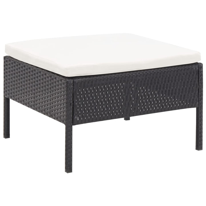 haveloungesæt 3 dele med hynder polyrattan sort