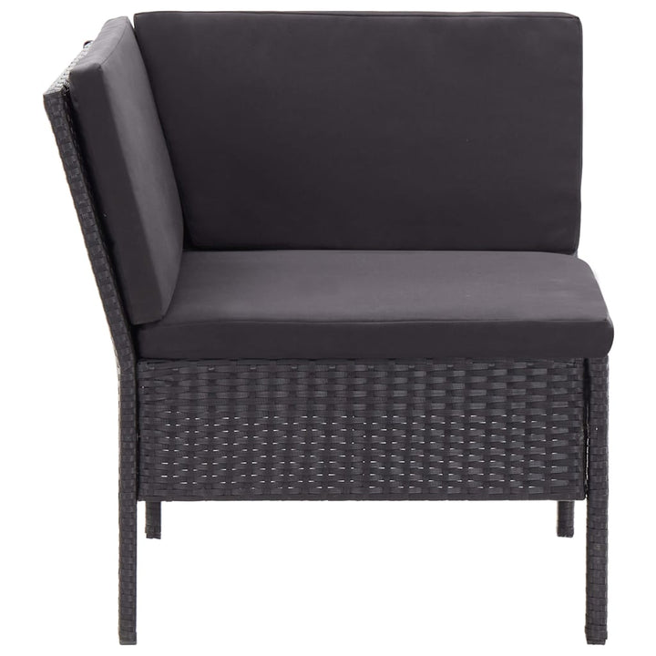 haveloungesæt 3 dele med hynder polyrattan sort