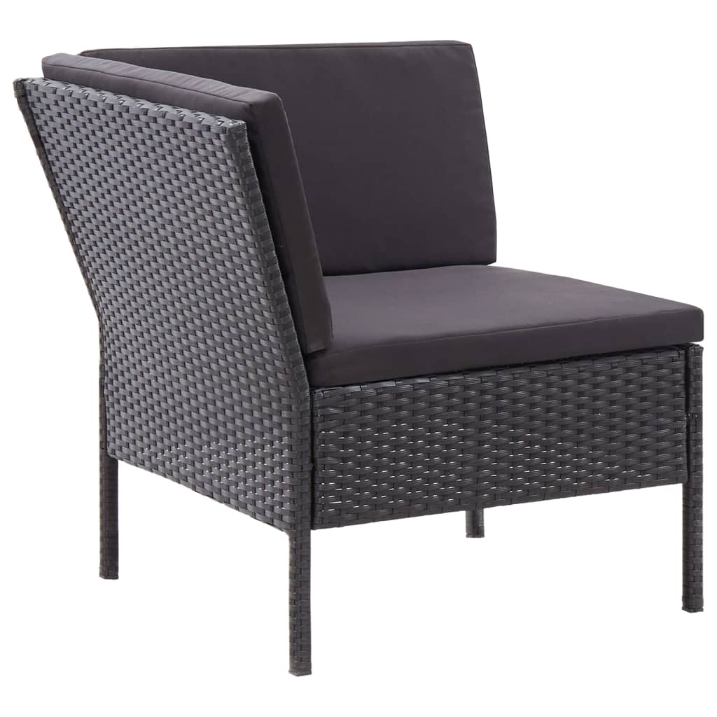haveloungesæt 3 dele med hynder polyrattan sort