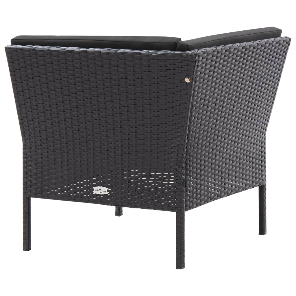 haveloungesæt 3 dele med hynder polyrattan sort