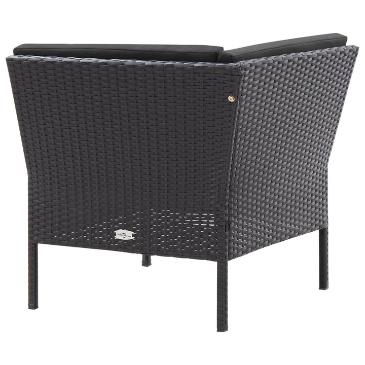 haveloungesæt 3 dele med hynder polyrattan sort