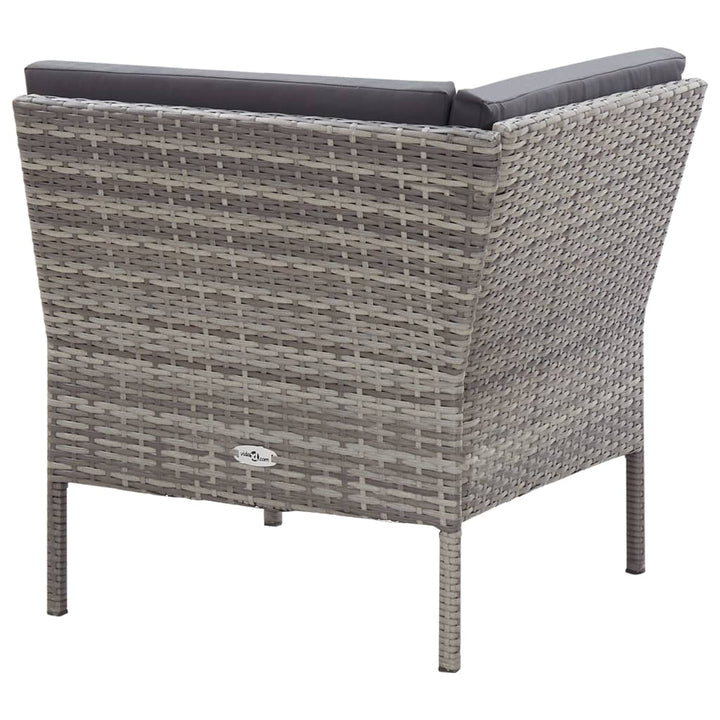 haveloungesæt 3 dele med hynder polyrattan grå