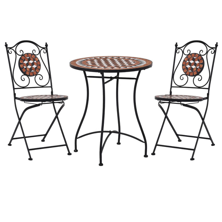 bistrosæt 3 dele mosaikdesign keramiske fliser terracotta