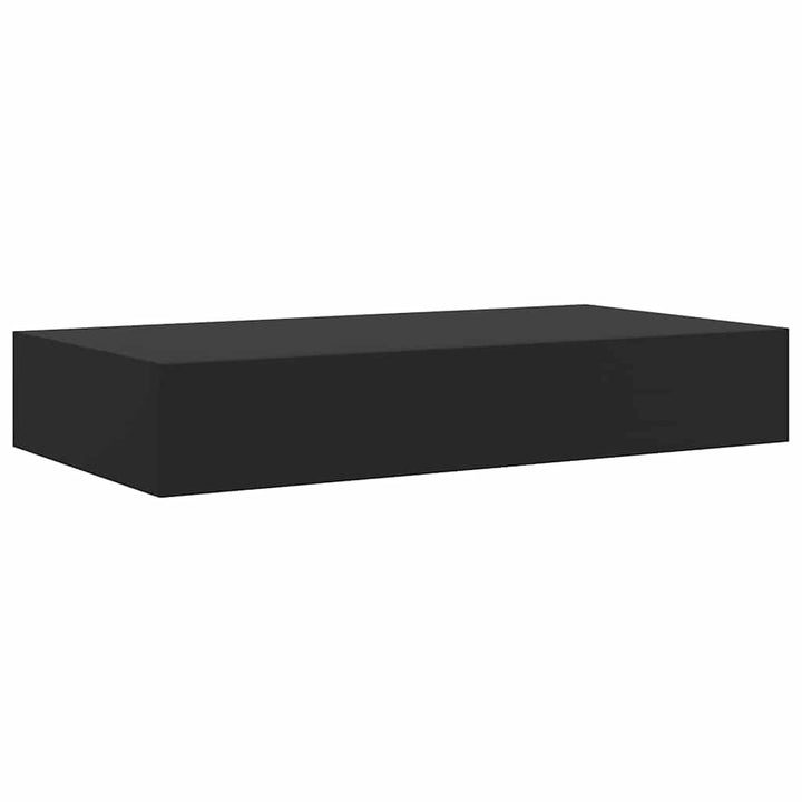 væghylde med skuffe 48x25x8 cm sort