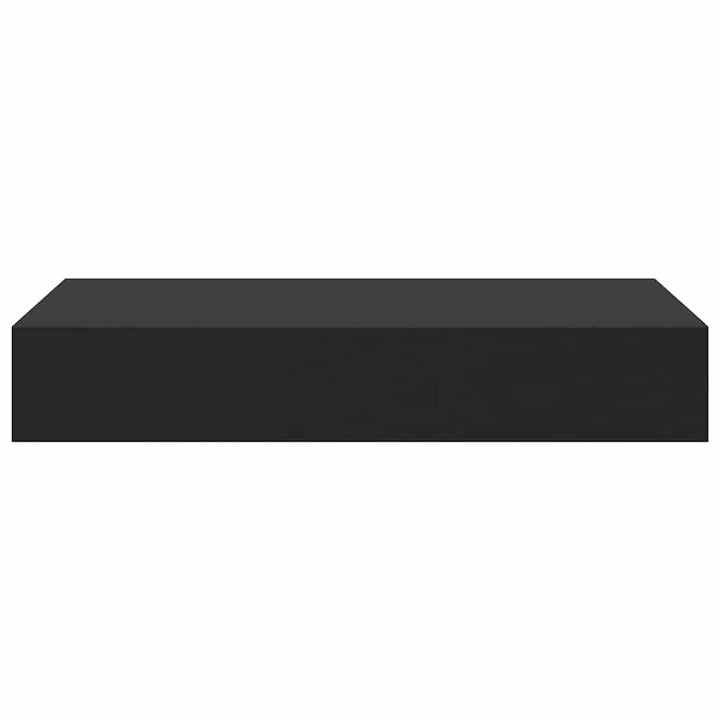 væghylde med skuffe 48x25x8 cm sort