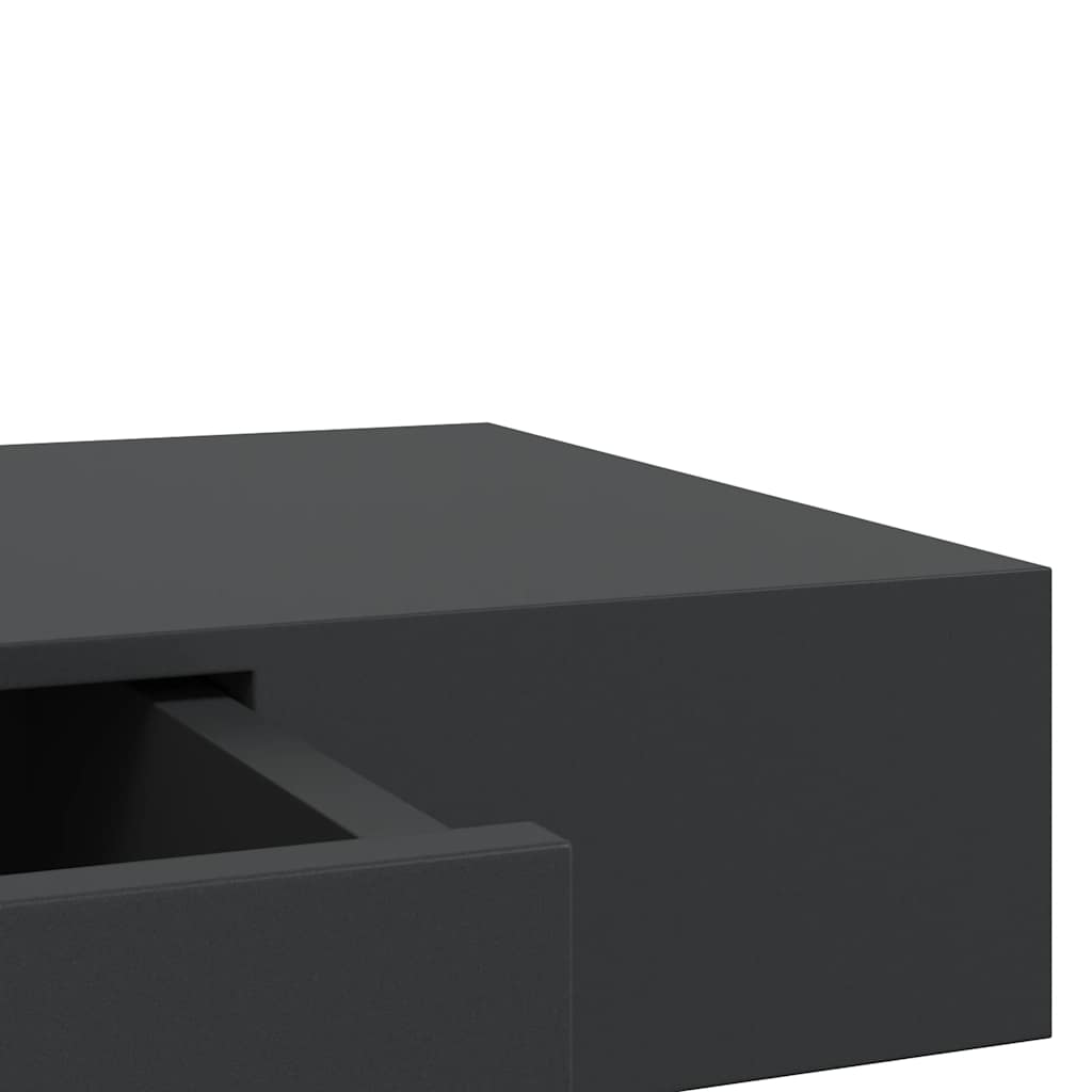 væghylde med skuffe 80x25x8 cm sort