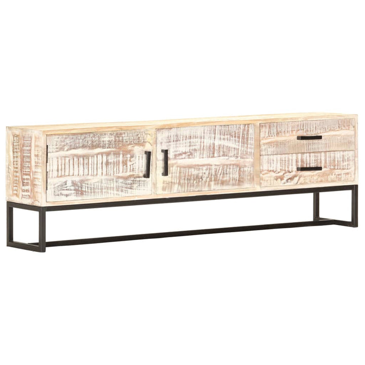 tv-skab 140 x 30 x 45 cm massivt akacietræ hvid