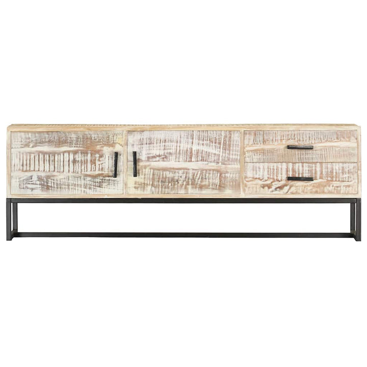 tv-skab 140 x 30 x 45 cm massivt akacietræ hvid