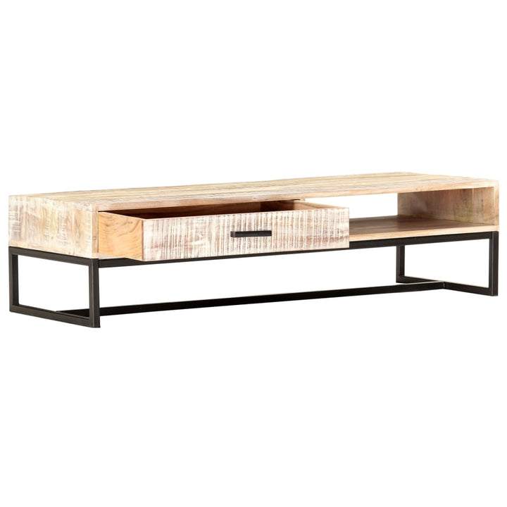 sofabord 117 x 50 x 30 cm massivt akacietræ hvid