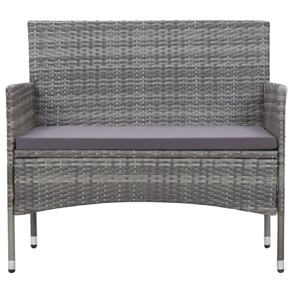 haveloungesæt 4 dele med hynder polyrattan grå