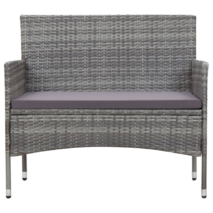haveloungesæt 4 dele med hynder polyrattan grå