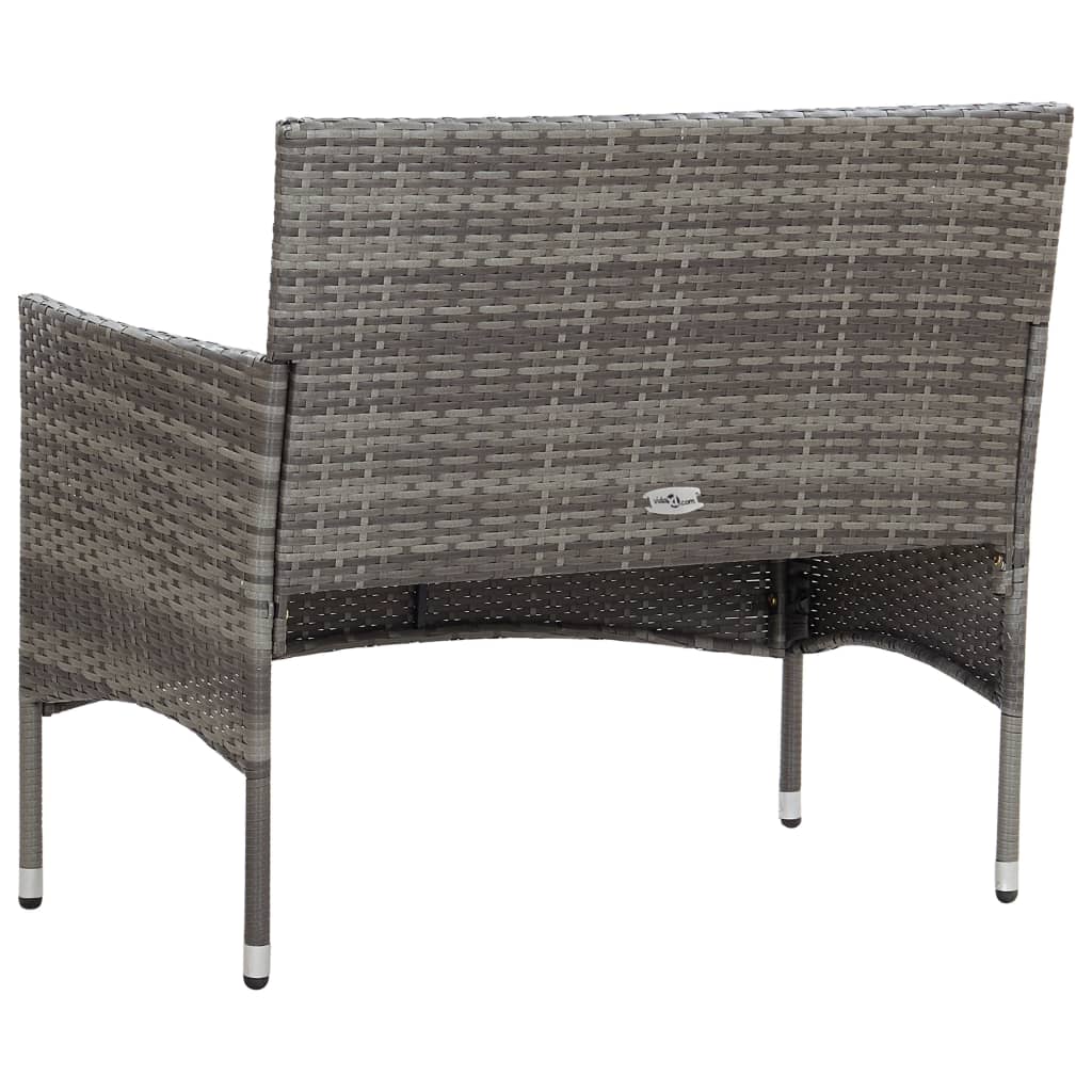 haveloungesæt 4 dele med hynder polyrattan grå
