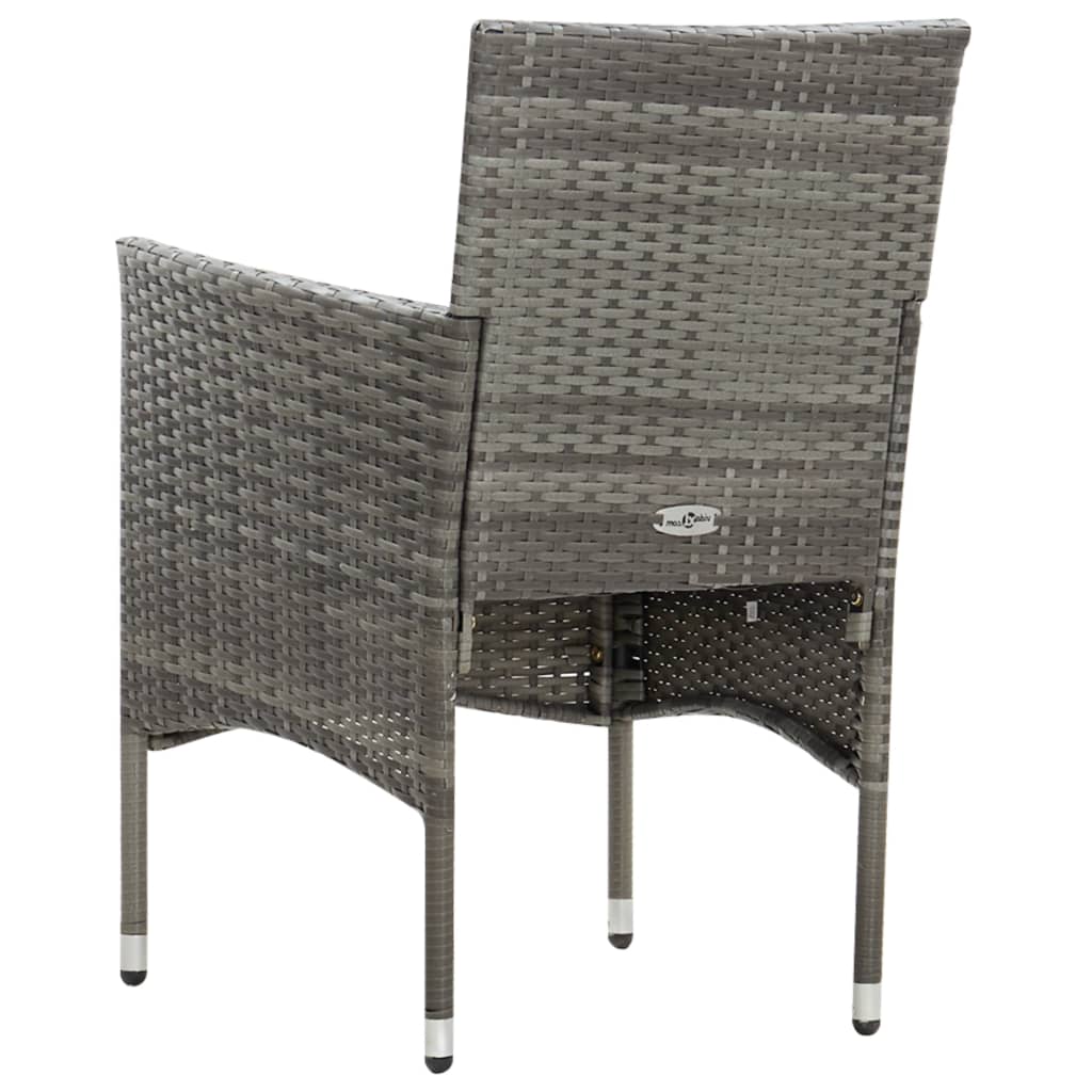 haveloungesæt 4 dele med hynder polyrattan grå