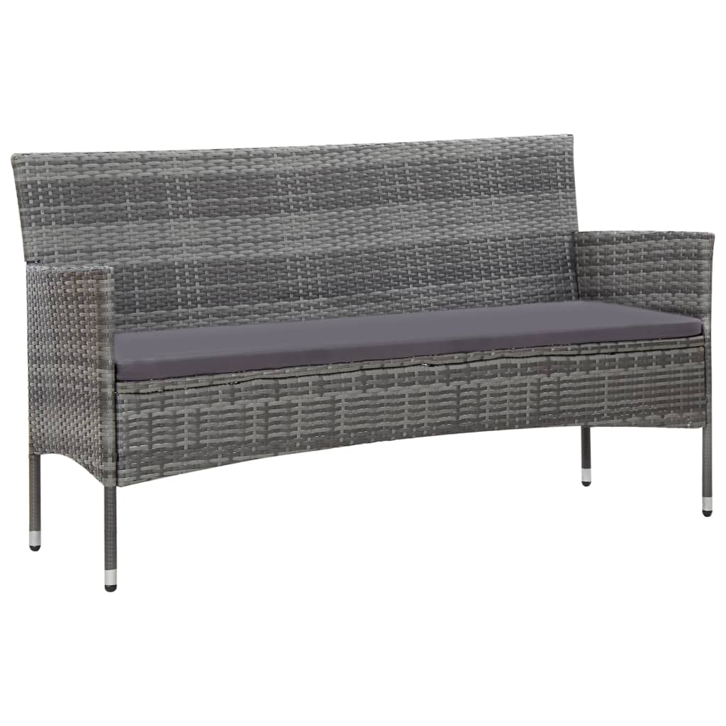 haveloungesæt 4 dele med hynder polyrattan grå