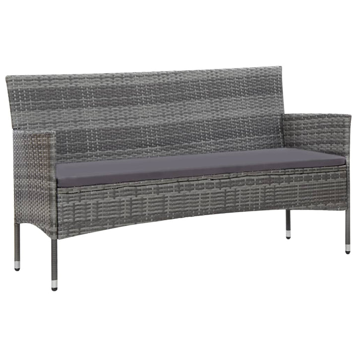 haveloungesæt 4 dele med hynder polyrattan grå