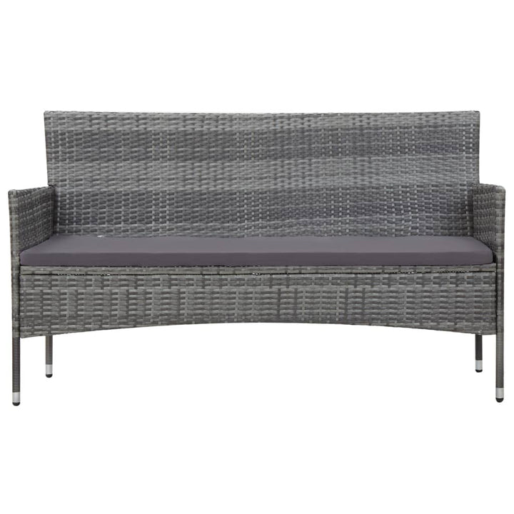haveloungesæt 4 dele med hynder polyrattan grå