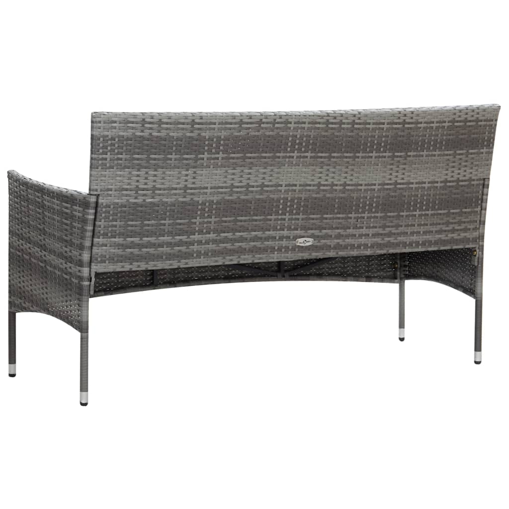 haveloungesæt 4 dele med hynder polyrattan grå