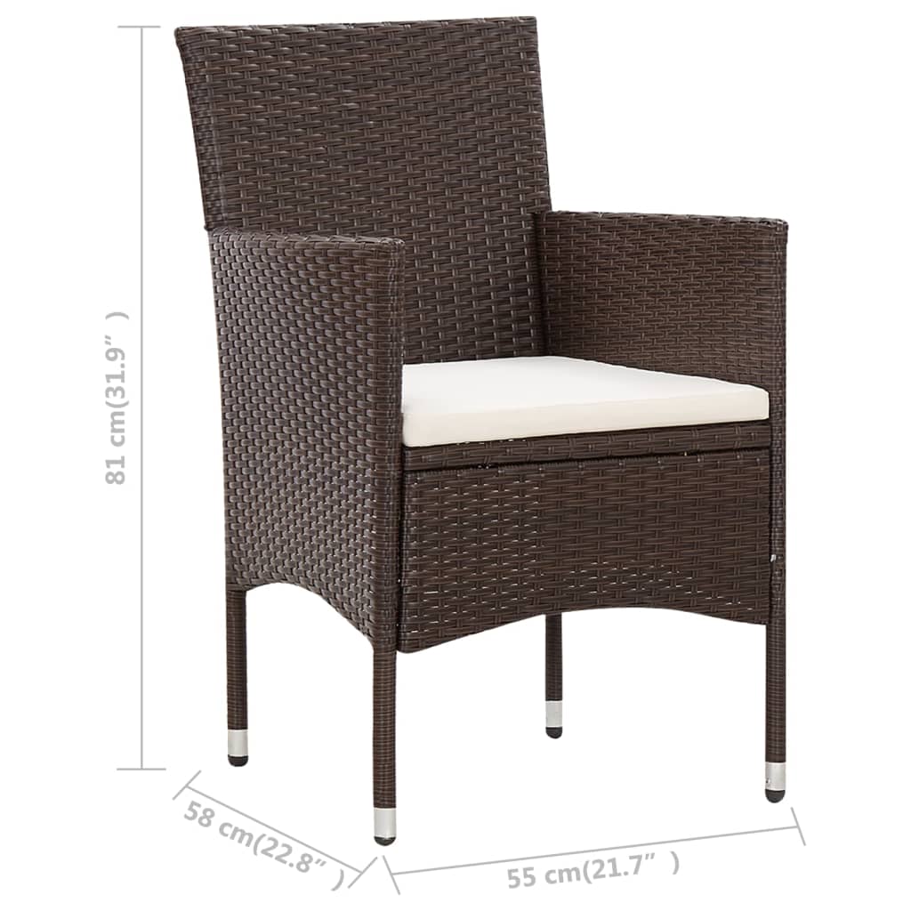 haveloungesæt 5 dele med hynder polyrattan brun