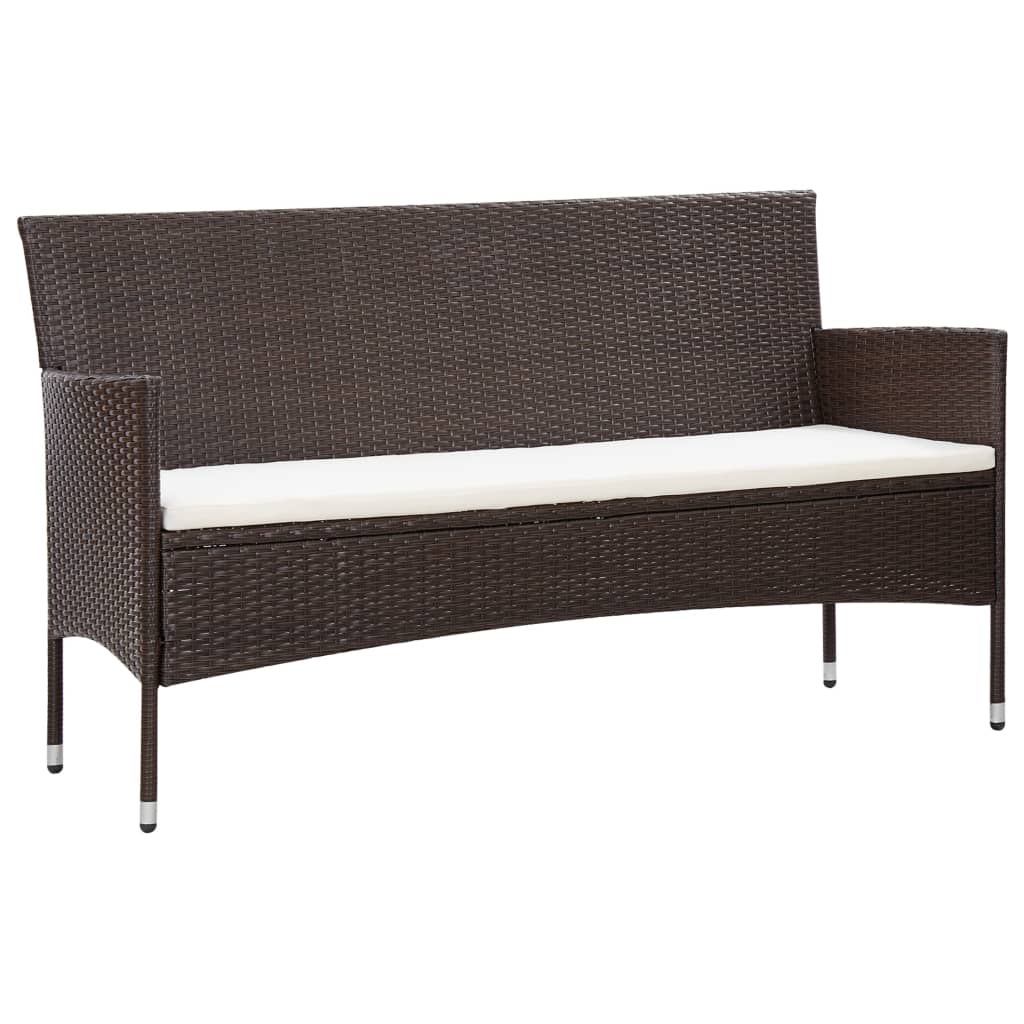 haveloungesæt 5 dele med hynder polyrattan brun